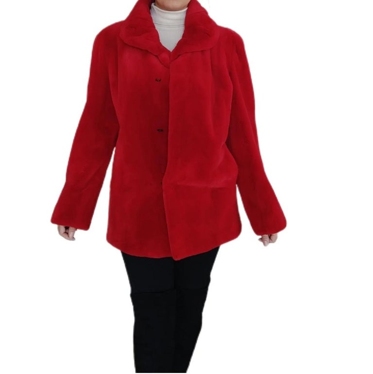 Brand new Birger christensen sheared mink fur coat red 12 ~no duties