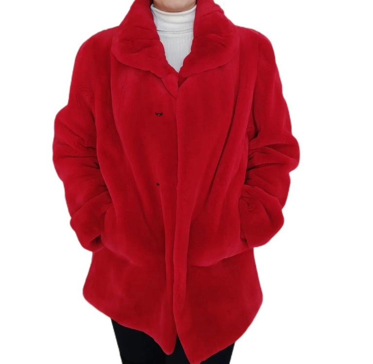 Brand new Birger christensen sheared mink fur coat red 12 ~no duties