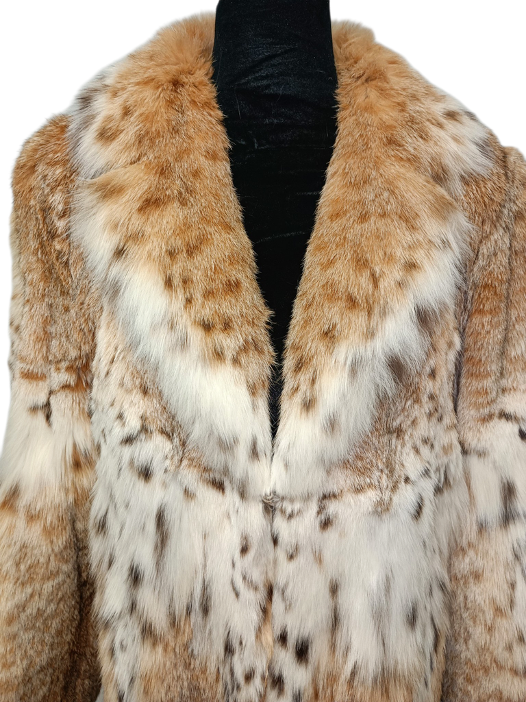 Christian Dior Prestigious white belly bobcat lynx fur coat 8-10/M~no duties