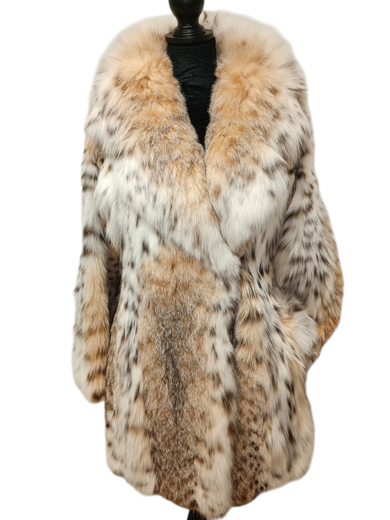 Brand new bobcat lynx fur peacoat coat M/8 ~no duties