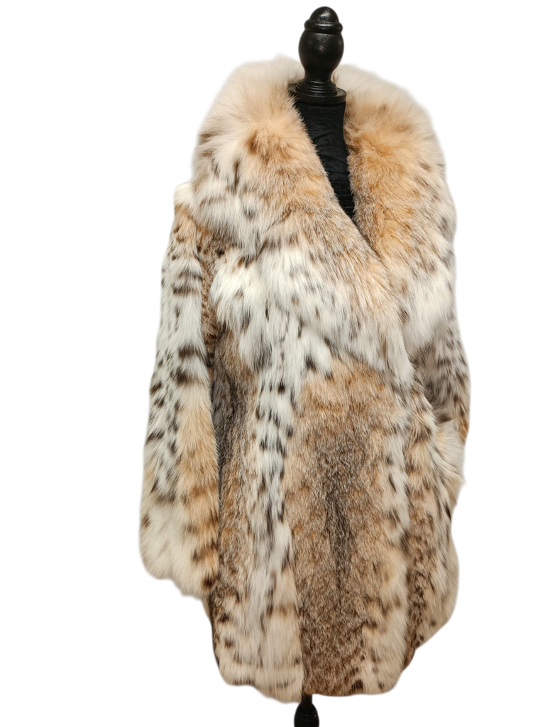 Brand new bobcat lynx fur peacoat coat M/8 ~no duties