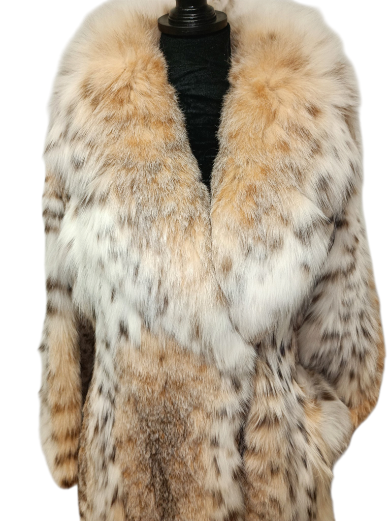 Brand new bobcat lynx fur peacoat coat M/8 ~no duties