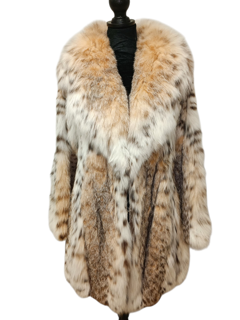 Brand new bobcat lynx fur peacoat coat M/8 ~no duties