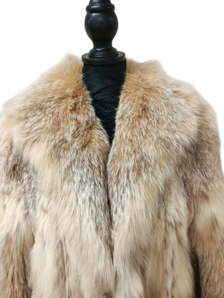 Unused lightweight SAGA Canadian lynx fur coat size 10/ M~no duties