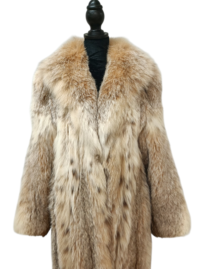 Unused lightweight SAGA Canadian lynx fur coat size 10/ M~no duties