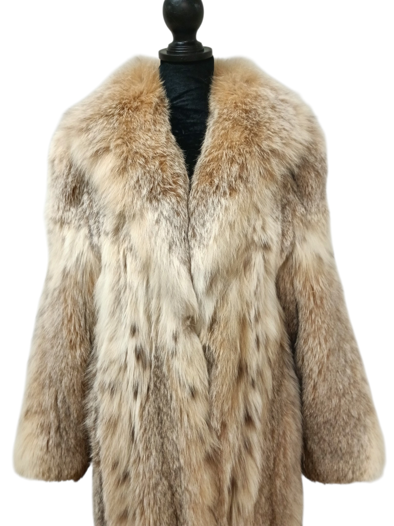 Unused lightweight SAGA Canadian lynx fur coat size 10/ M~no duties