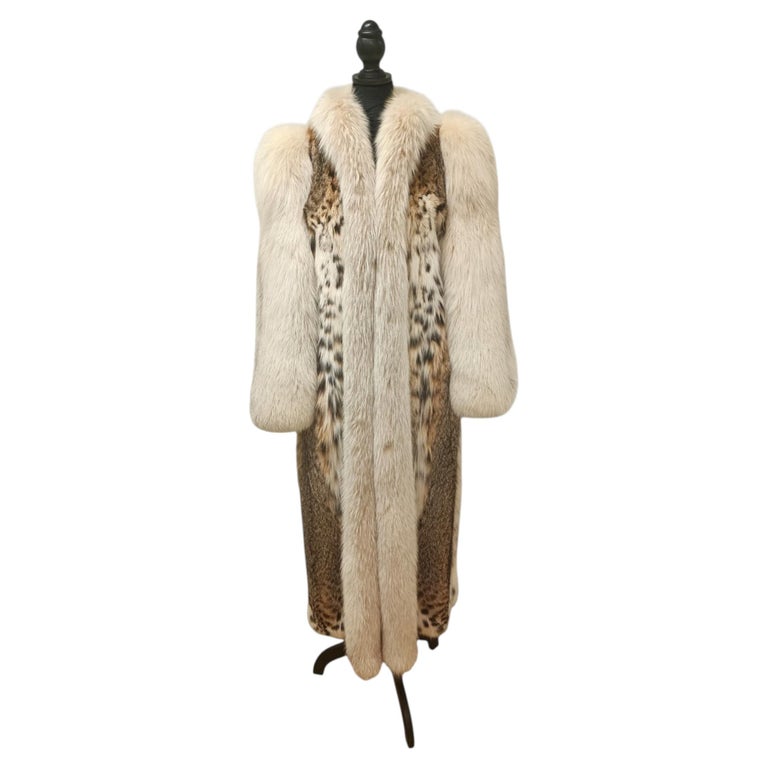 Prestigious white belly bobcat lynx fur coat 8/S~no duties