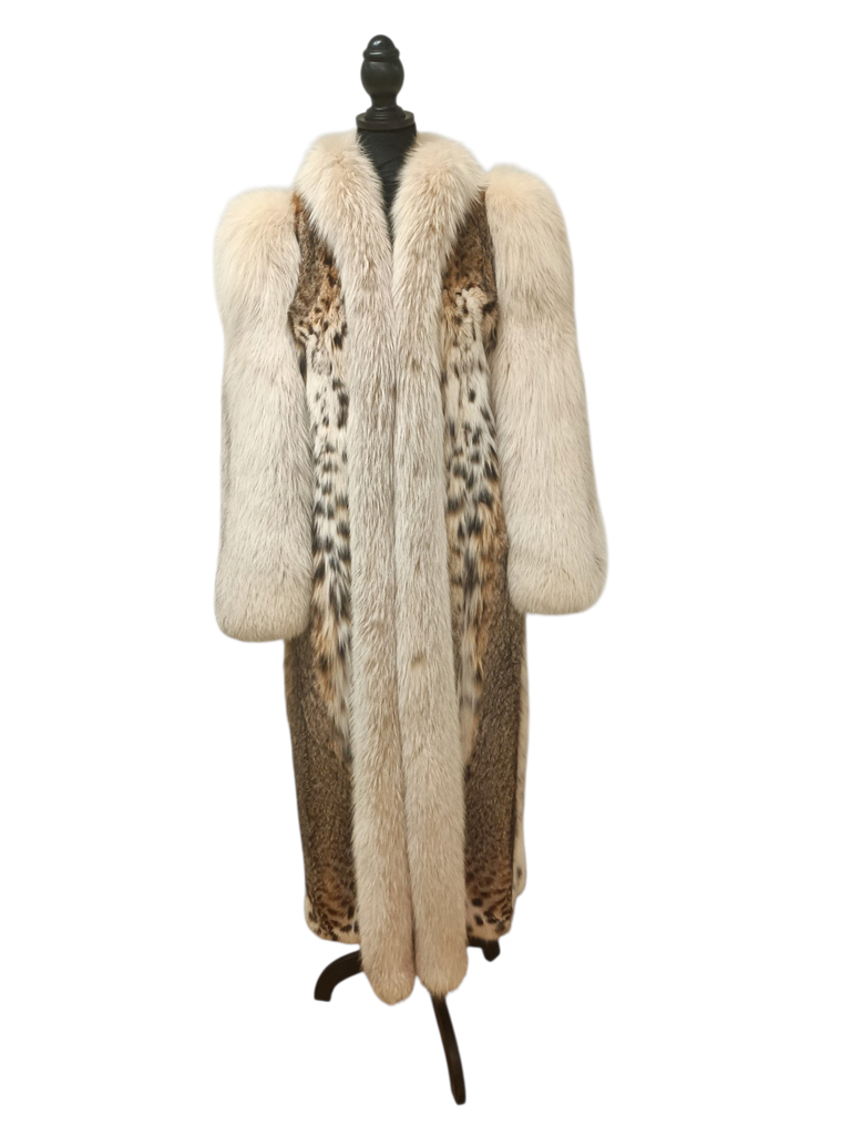 Prestigious white belly bobcat lynx fur coat 8/S~no duties