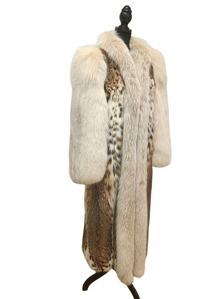 Prestigious white belly bobcat lynx fur coat 8/S~no duties