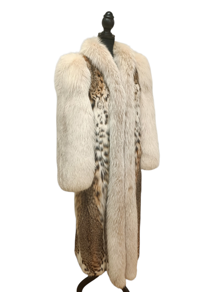 Prestigious white belly bobcat lynx fur coat 8/S~no duties