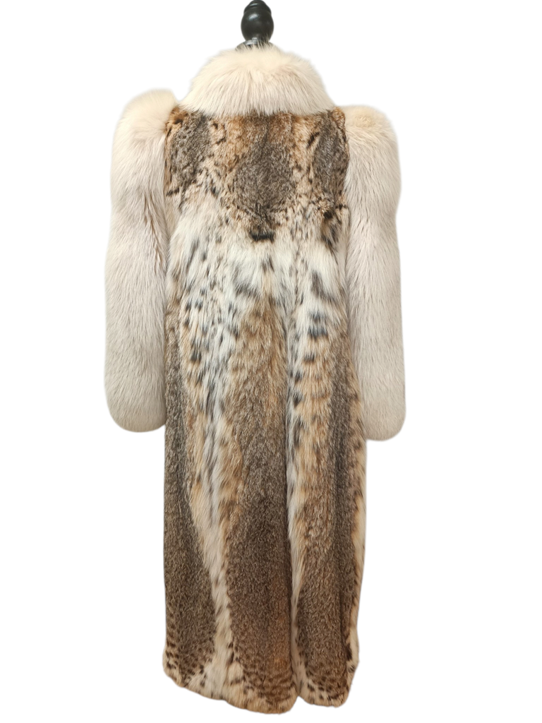 Prestigious white belly bobcat lynx fur coat 8/S~no duties