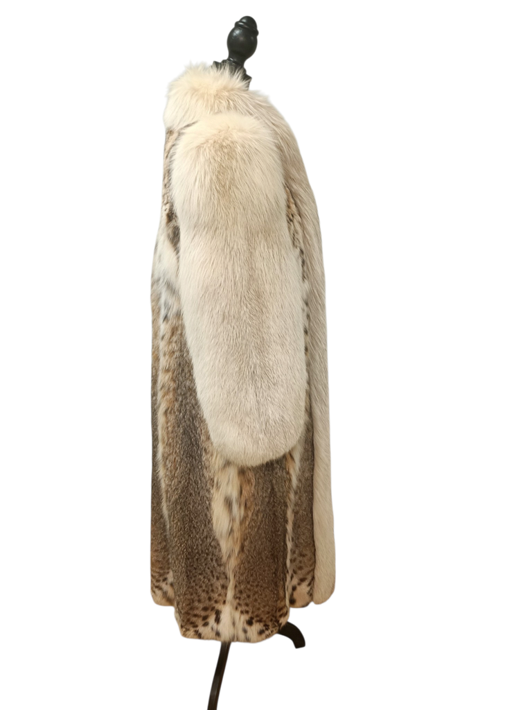 Prestigious white belly bobcat lynx fur coat 8/S~no duties
