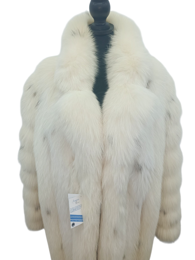 Christian Dior Arctic fox lynx spotted fur coat size 16 L ~no duties