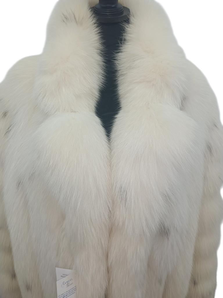 Christian Dior Arctic fox lynx spotted fur coat size 16 L ~no duties