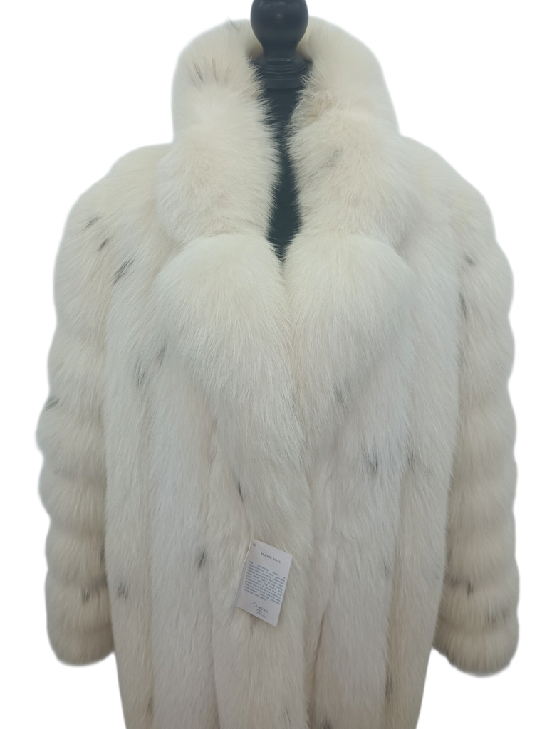 Christian Dior Arctic fox lynx spotted fur coat size 16 L ~no duties
