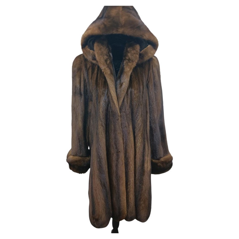 Unused Birger Christensen demi buff female mink fur coat hood 14/L~no duties