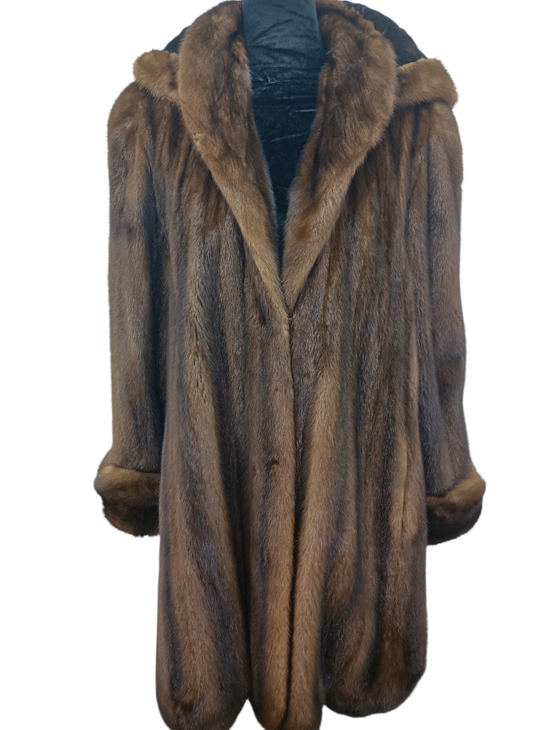 Unused Birger Christensen demi buff female mink fur coat hood 14/L~no duties
