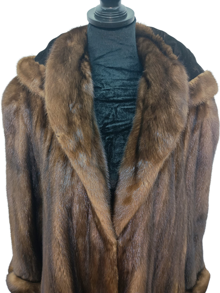 Unused Birger Christensen demi buff female mink fur coat hood 14/L~no duties