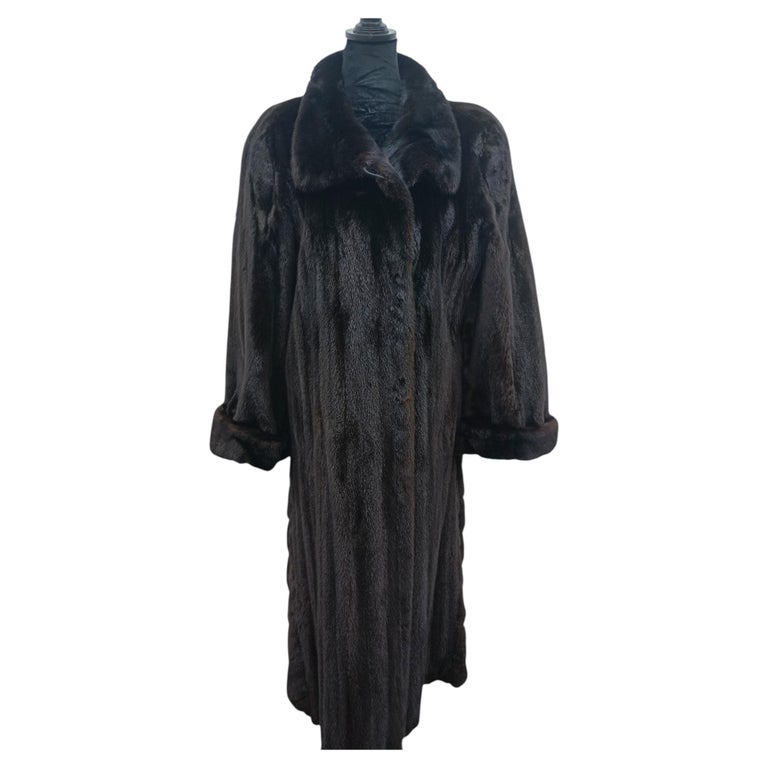 Exceptional showroom unused sectional black mink fur coat 18/L~no duties