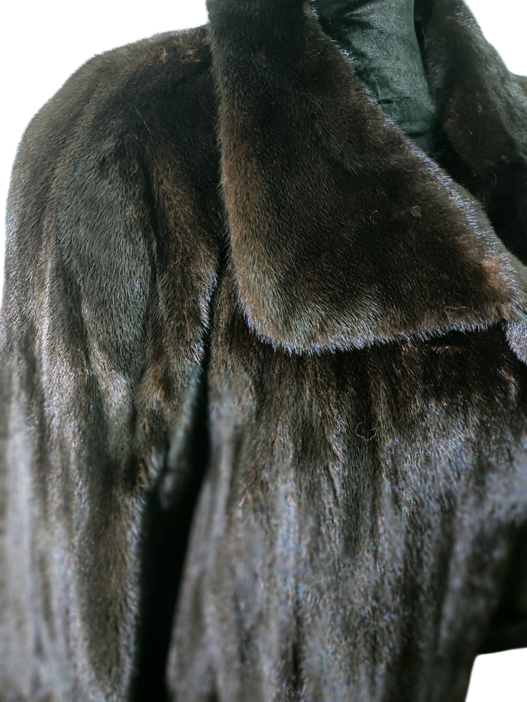 Exceptional showroom unused sectional black mink fur coat 18/L~no duties
