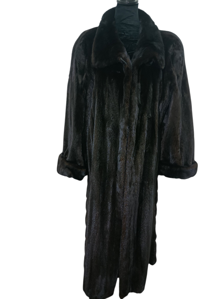 Exceptional showroom unused sectional black mink fur coat 18/L~no duties