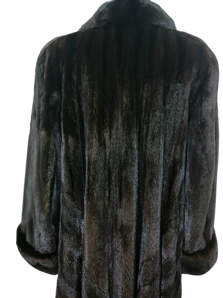 Exceptional showroom unused sectional black mink fur coat 18/L~no duties