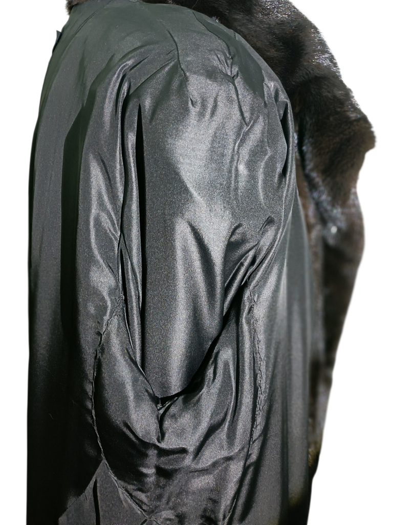 Exceptional showroom unused sectional black mink fur coat 18/L~no duties