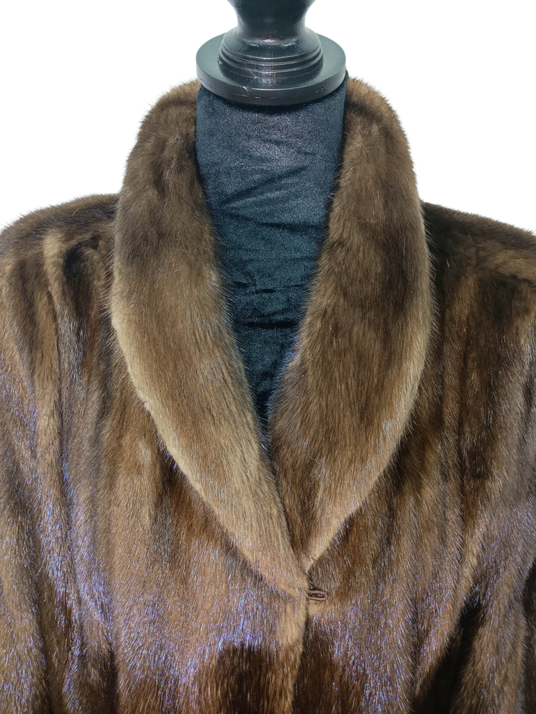 Unused vintage BISANG demi buff mink fur coat 14/L ~no duties