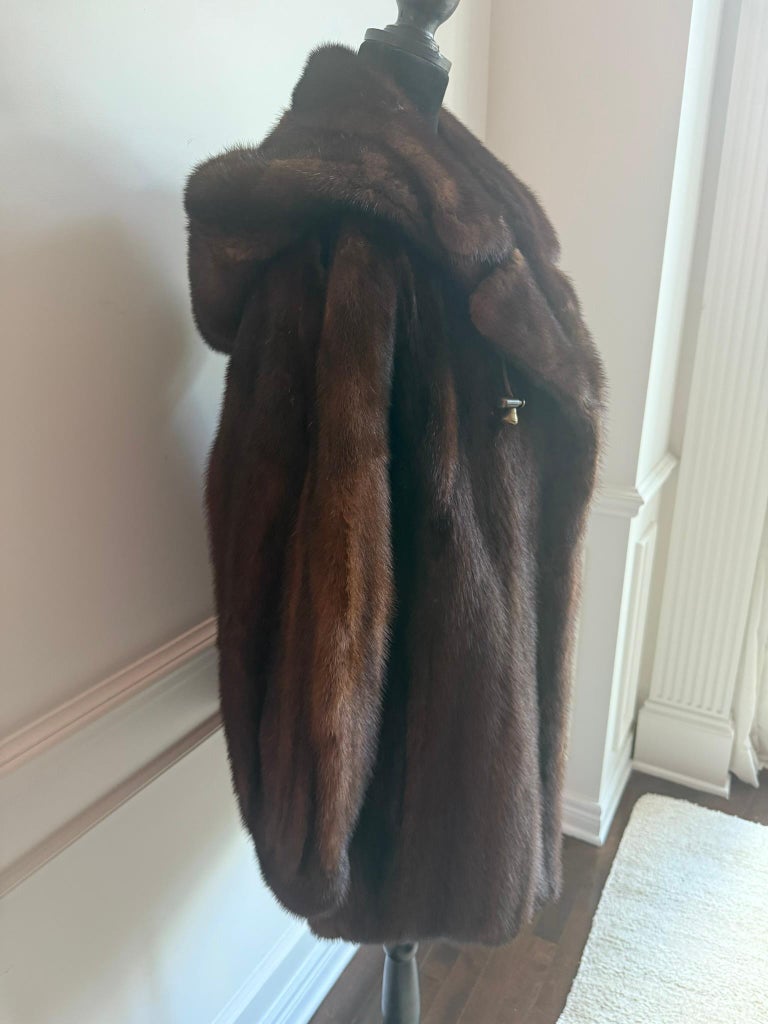 Unused demi buff mink fur coat with a hood size 10 ~no duties