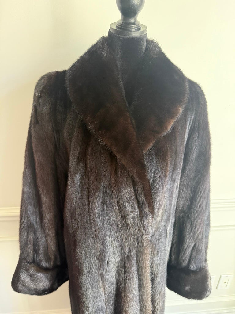 Unused dark brown mink fur coat size 12 L ~no duties