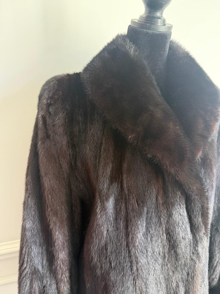Unused dark brown mink fur coat size 12 L ~no duties