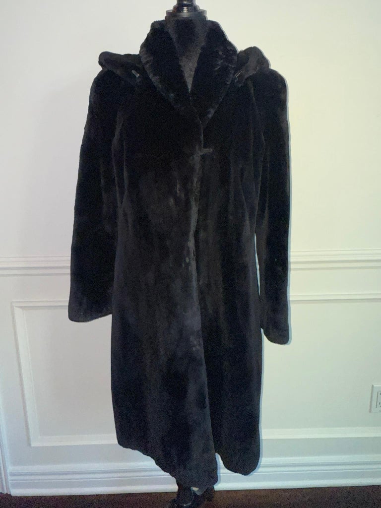 Nina Ricci Black sheared beaver fur coat size 12/M ~no duties