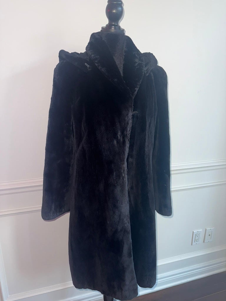 Nina Ricci Black sheared beaver fur coat size 12/M ~no duties
