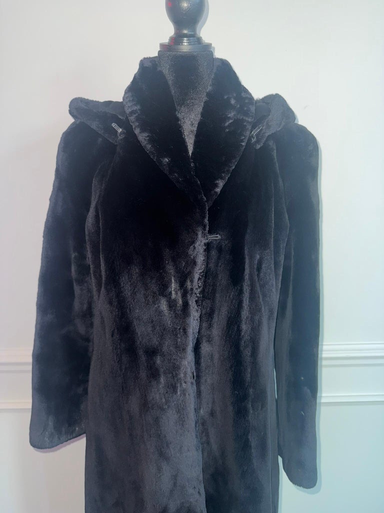 Nina Ricci Black sheared beaver fur coat size 12/M ~no duties