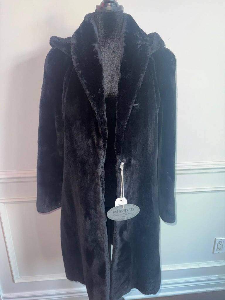 Nina Ricci Black sheared beaver fur coat size 12/M ~no duties