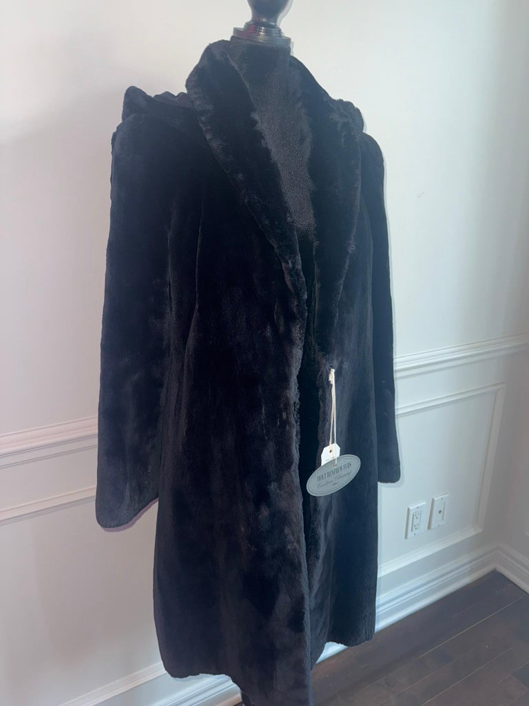 Nina Ricci Black sheared beaver fur coat size 12/M ~no duties