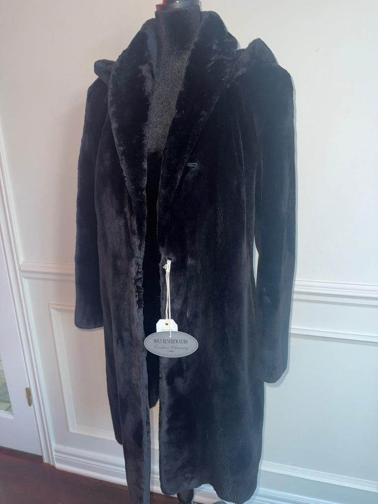 Nina Ricci Black sheared beaver fur coat size 12/M ~no duties