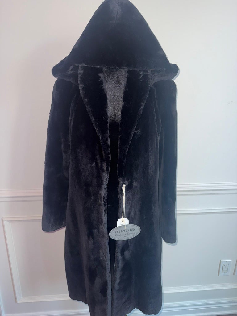 Nina Ricci Black sheared beaver fur coat size 12/M ~no duties