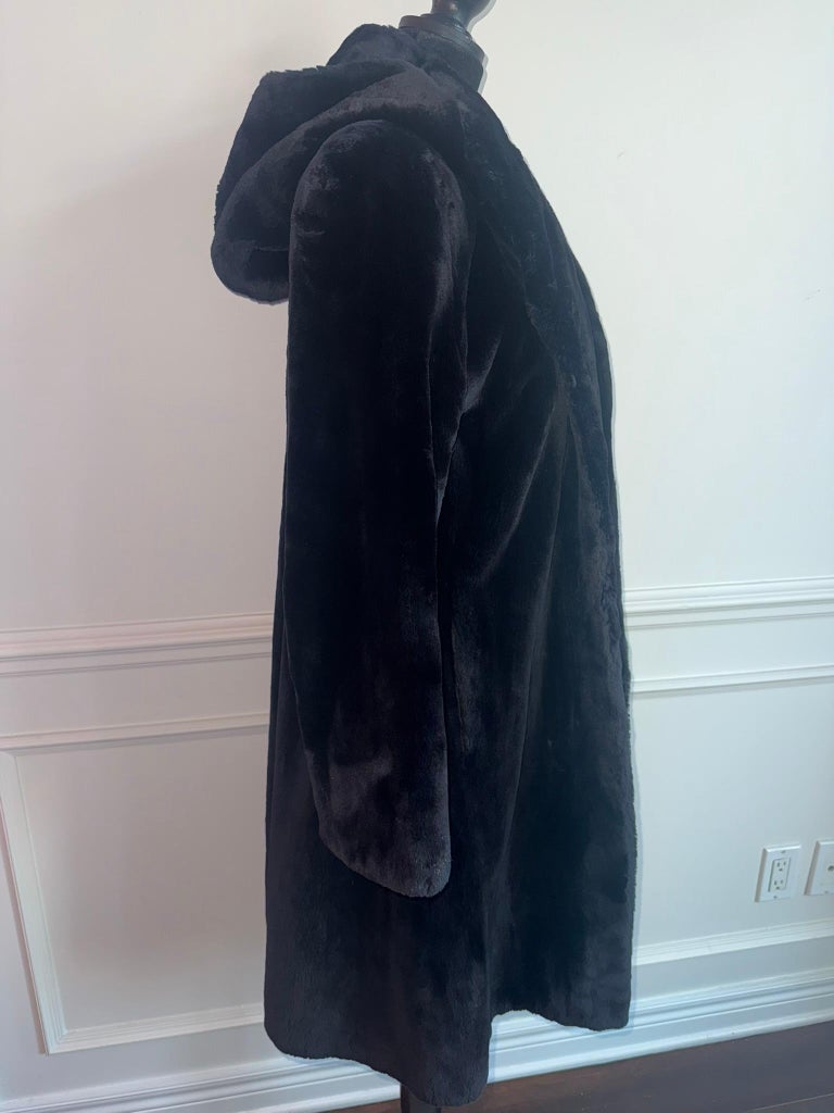 Nina Ricci Black sheared beaver fur coat size 12/M ~no duties