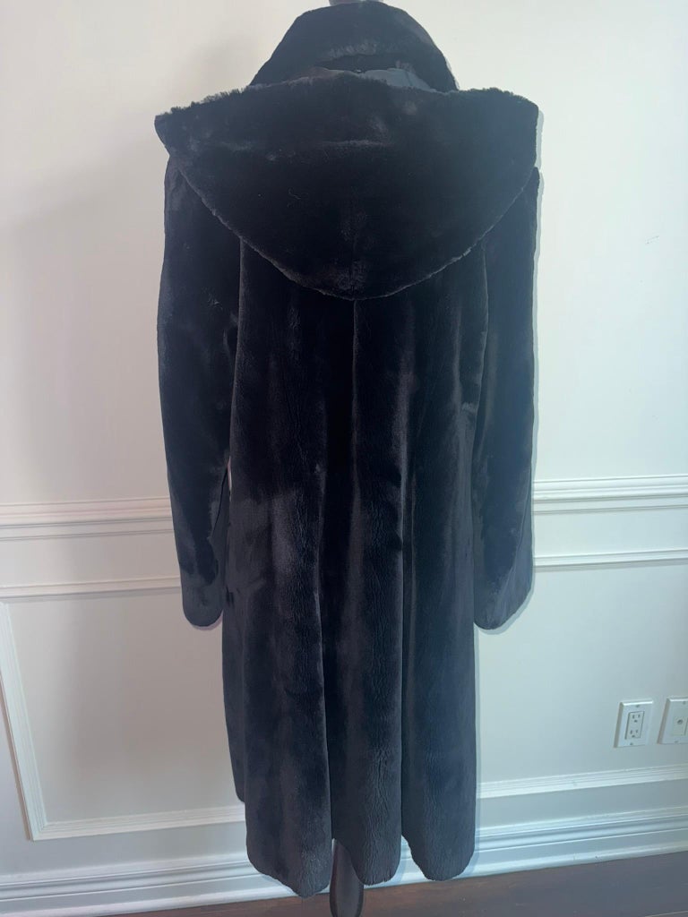 Nina Ricci Black sheared beaver fur coat size 12/M ~no duties