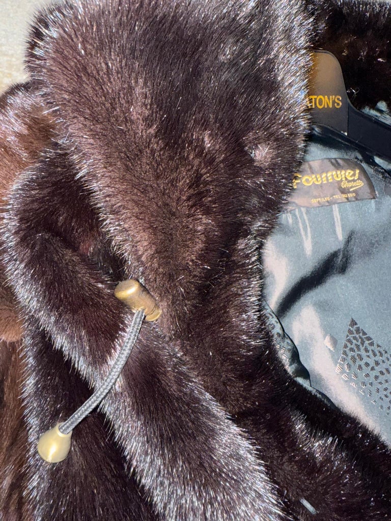 Unused Canada Majestic Mink fur coat with hood size 12-14 L ~no duties