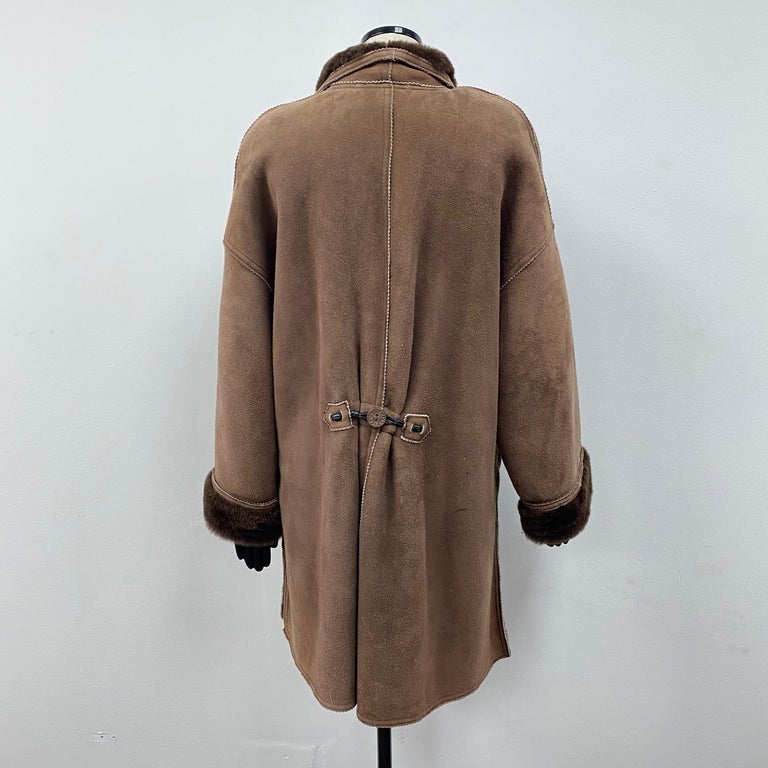 Fendi Fendissime Italian Brown Shearling Fur Coat (Size 14-L)