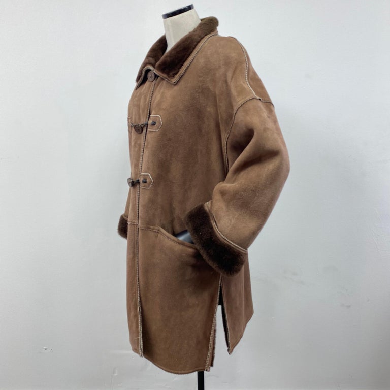 Fendi Fendissime Italian Brown Shearling Fur Coat (Size 14-L)