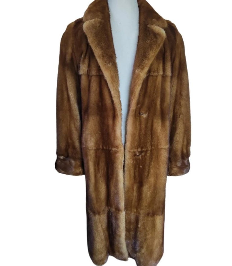 Brand new custom made whiskey female mink Fur coat men's 44 silk ~no duties