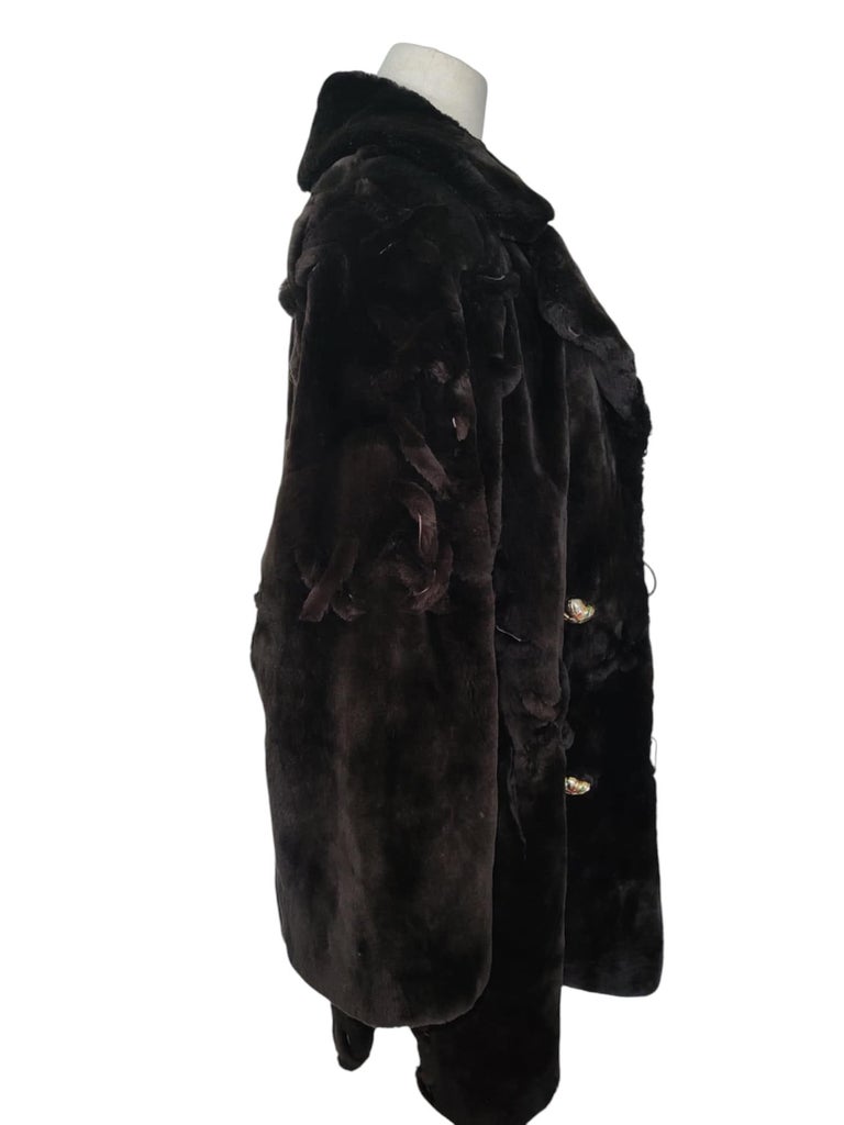 Brand New Zuki Sheared Beaver Fur Coat with Fur Trim (Size 14) ~no duties
