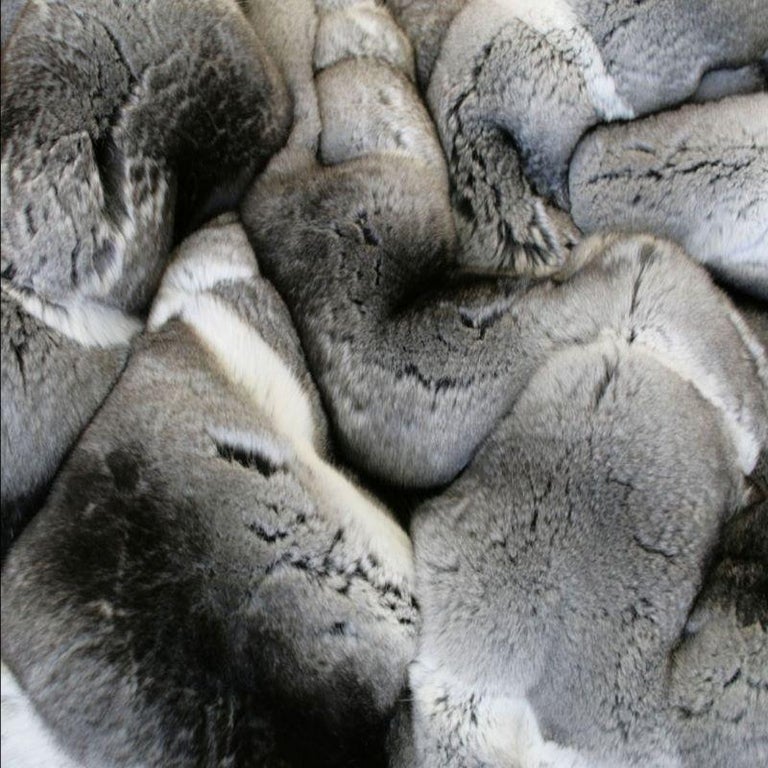 Brand New Chinchilla Fur Blanket (Queen Size 90"x100") Loro Piana ~no duties