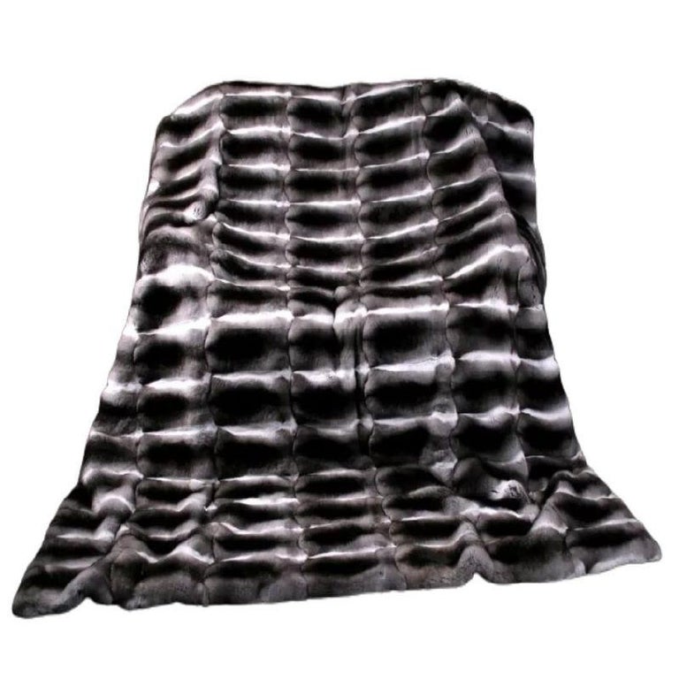 Brand New Black Velvet Chinchilla Fur blanket Mink fur (Queen Size 90"x100")