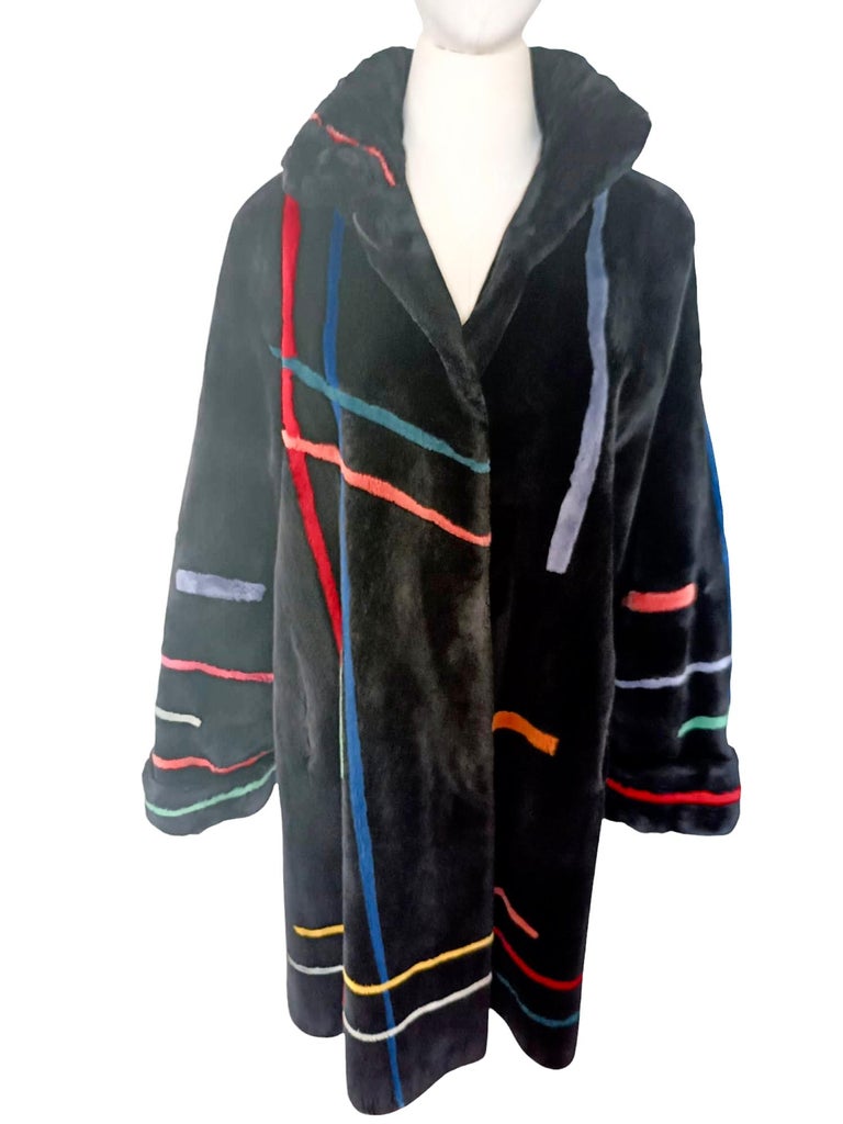 Brand New Zuki Sheared Beaver Fur Coat with Fur Trim (Size 14) ~no duties