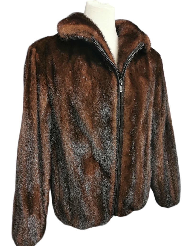 Men’s bomber jacket mink fur coat mohogany 44 ~no duties