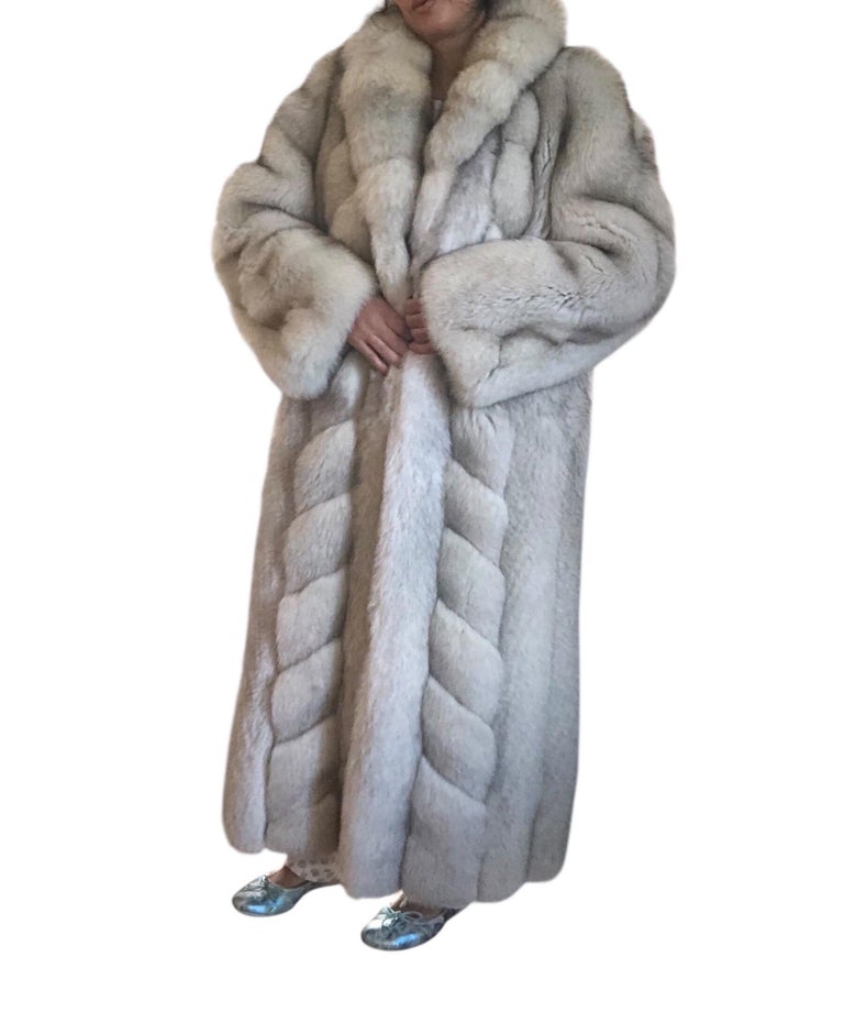 Mint chevron Norwegian fox fur coat 12/M